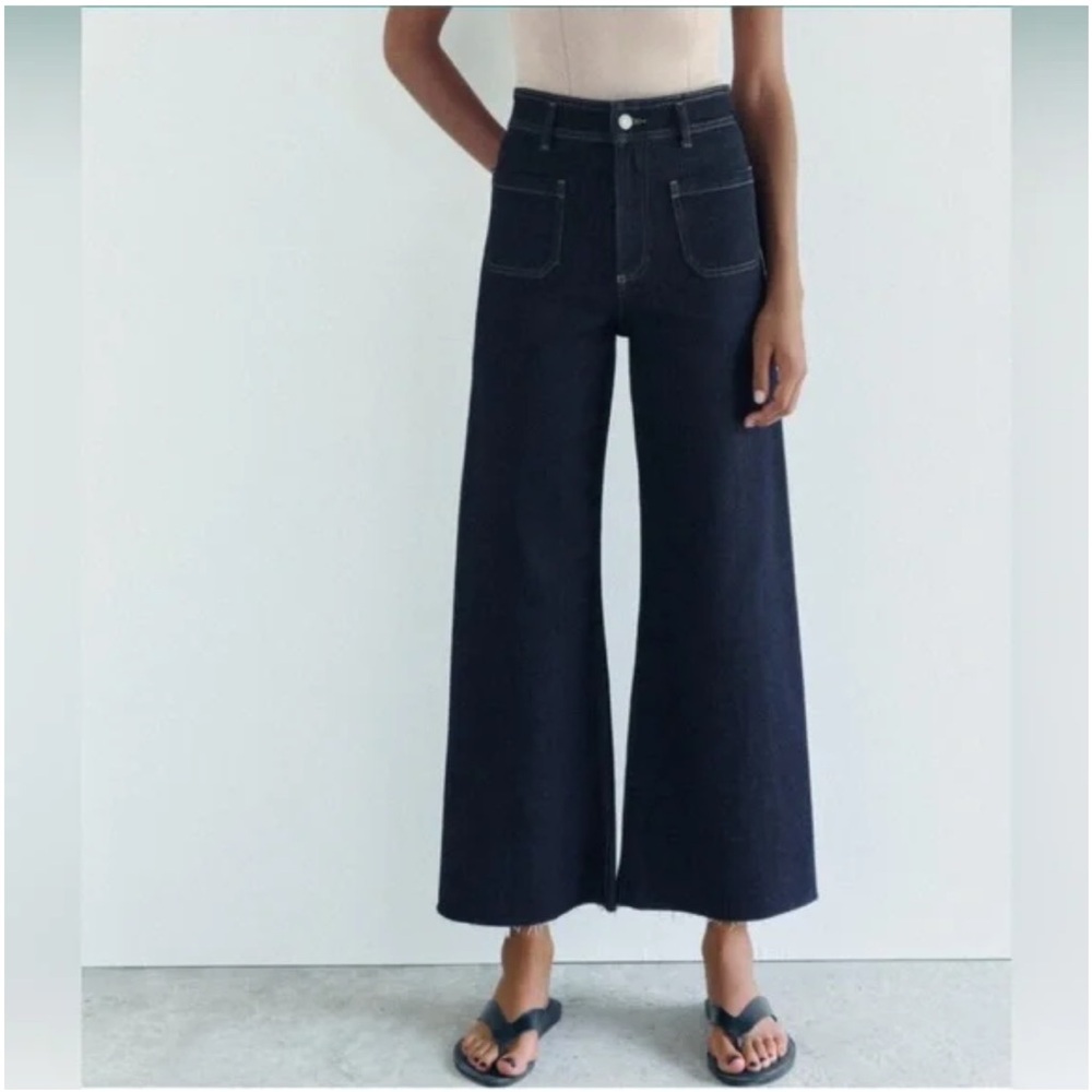 Zara The Patch Pocket Marine Straight Jeans Size 4